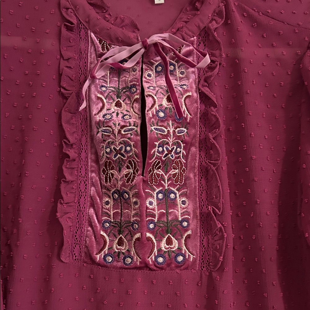 Chic Maroon Ruffle Blouse - image 3